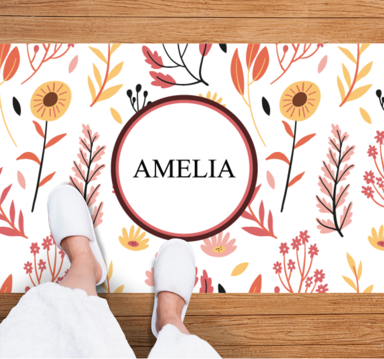 nature style name custom floor mat - TenStickers