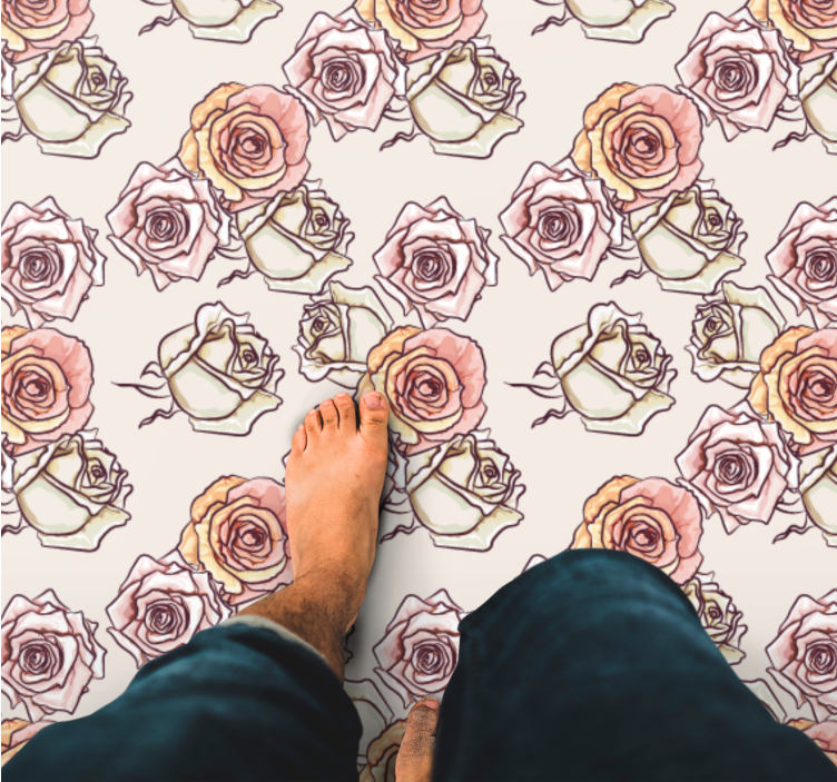 Botanical Rose Motif floral rug - TenStickers