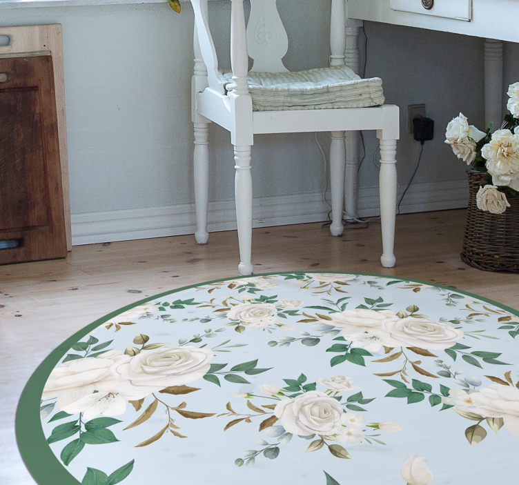 Botanical Round Arrangement floral rug - TenStickers
