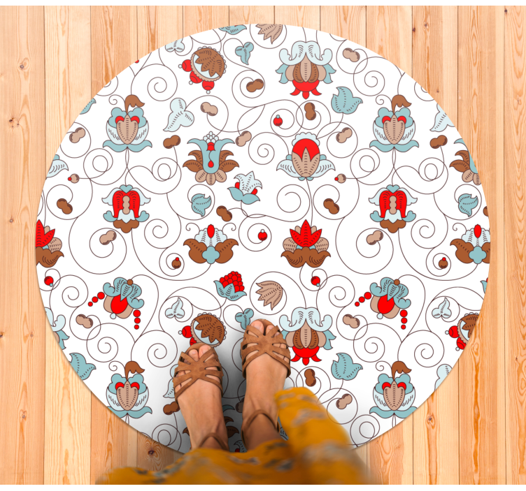 Circular Botanical Spiral Accent floral rug - TenStickers
