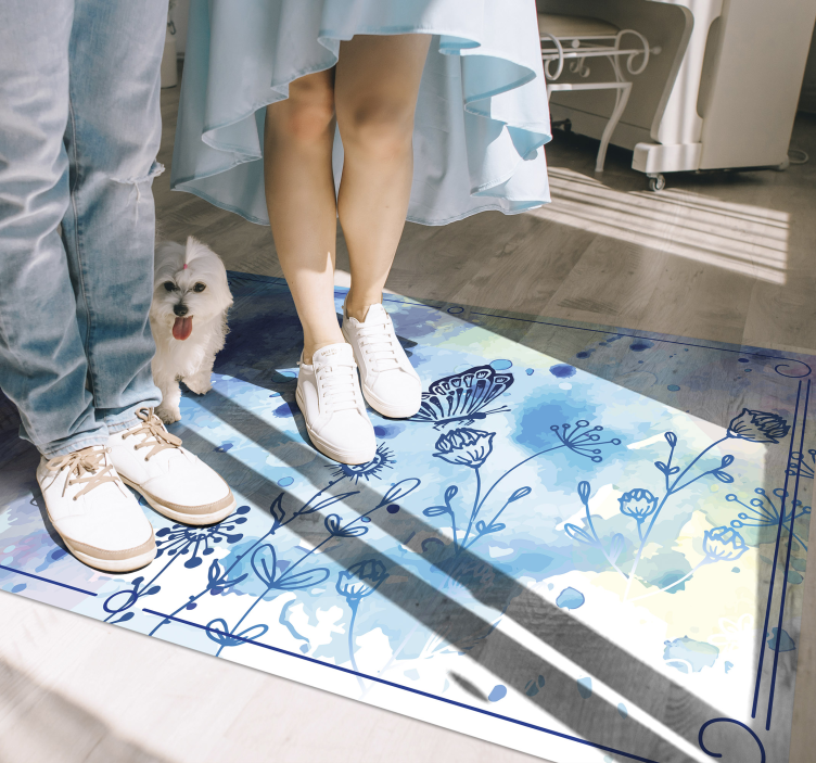 Botanical Watercolor Grace floral rug - TenStickers