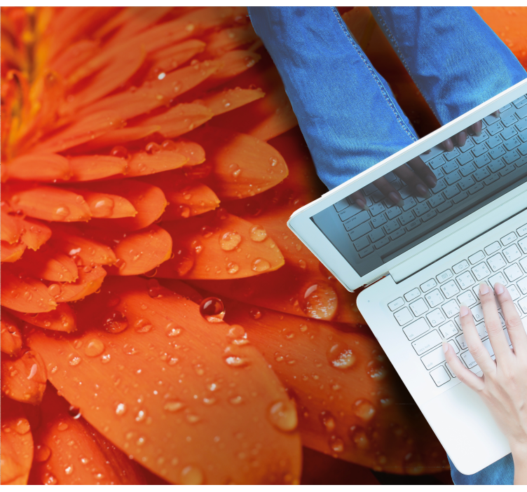 Bright orange petals floral rug - TenStickers