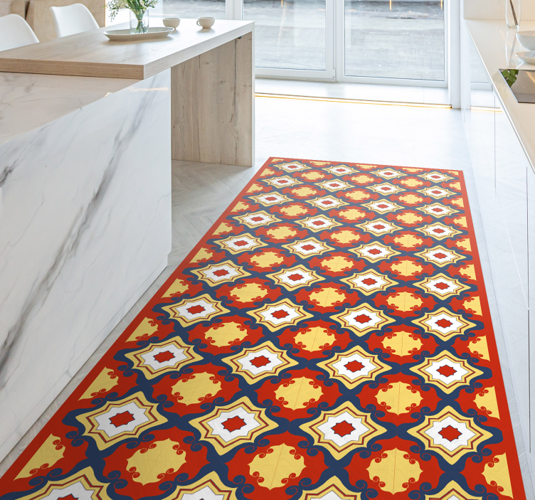 Bright Red tile vinyl rug - TenStickers