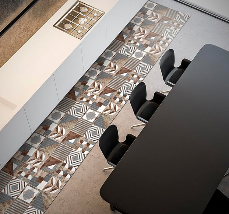 Brown Cementine mosaic rug - TenStickers