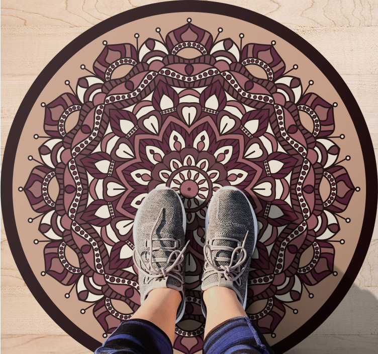 Brown complex motif mandala rug - TenStickers