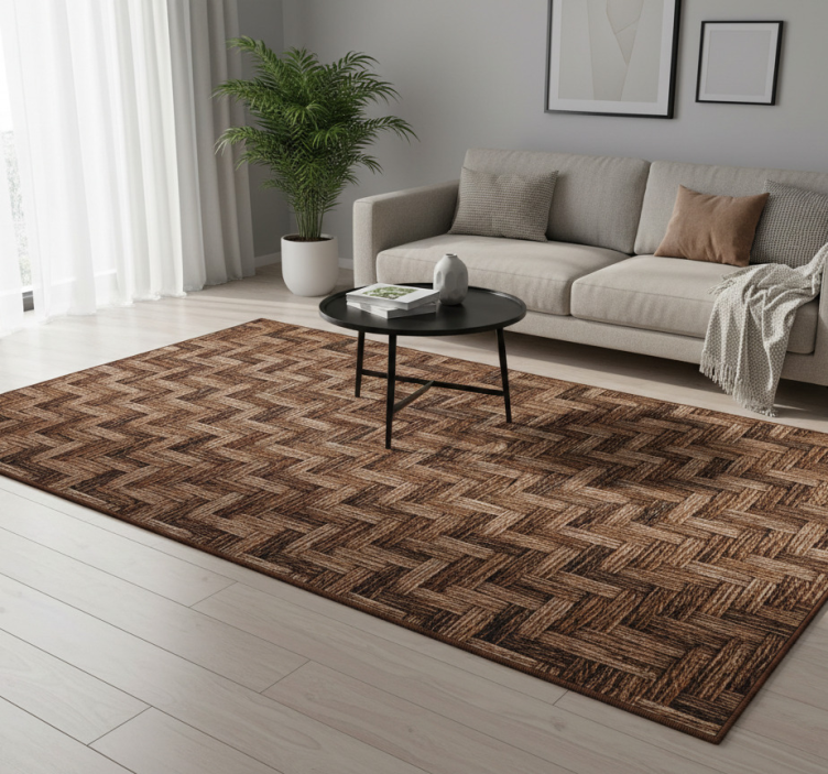 Brown fabric effect texture rug - TenStickers