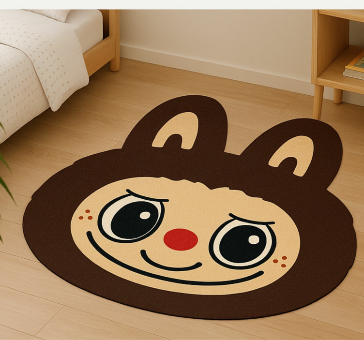 Brown Labubu design kids rug - TenStickers