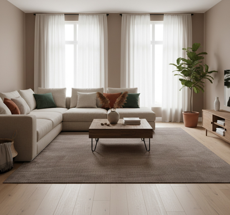 Brown rug with solid dark woven texture - TenStickers