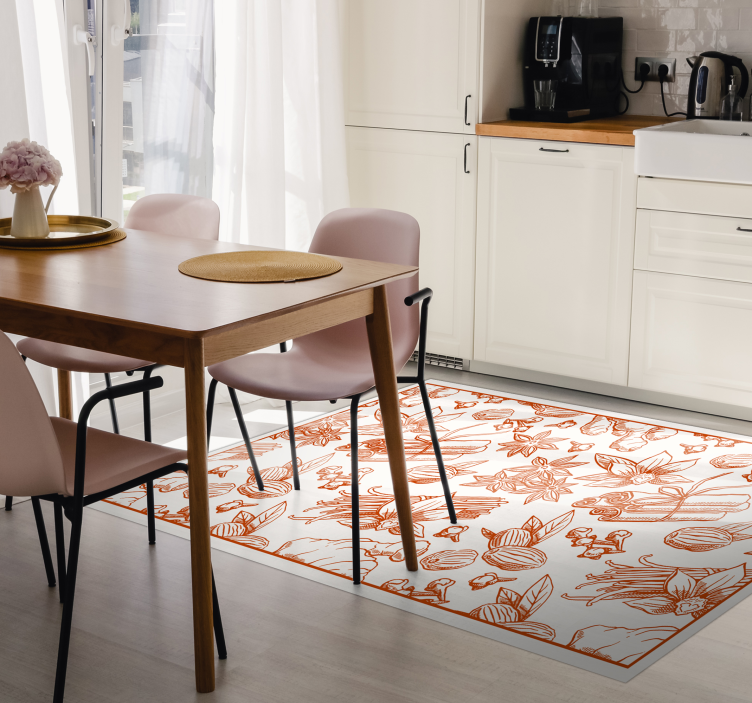 Brown spices kitchen floor tiles carpet - TenStickers