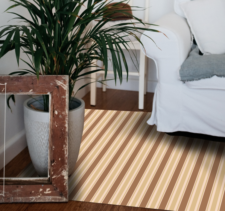 Brown striped pattern living room rug - TenStickers