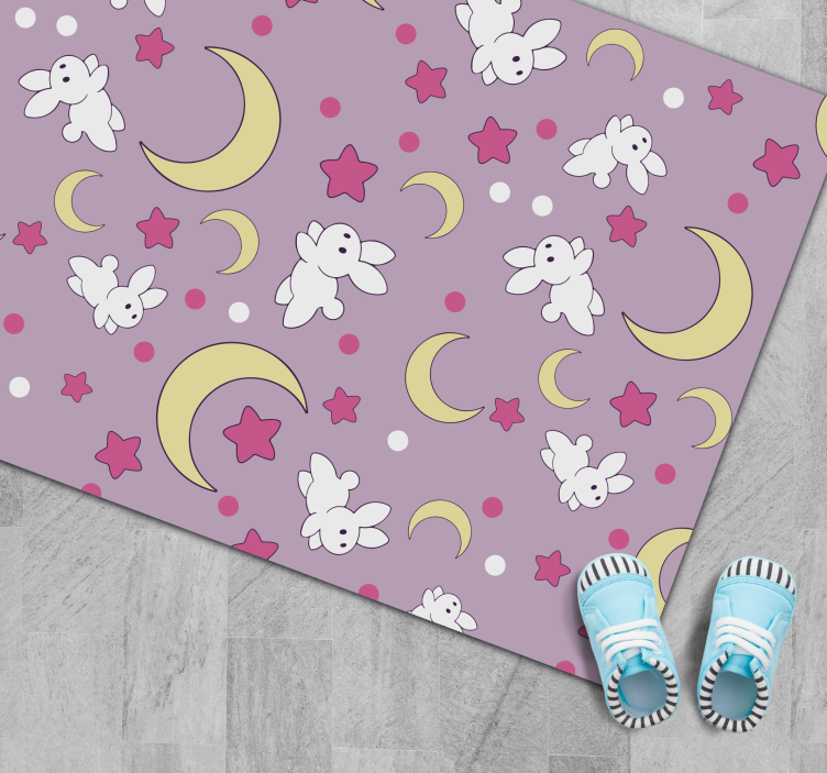 Bunny Nighttime Motif kids carpet - TenStickers