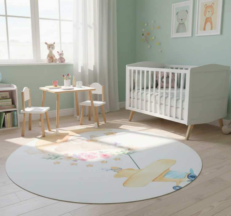 Bunny sleeping on the moon animal mat - TenStickers