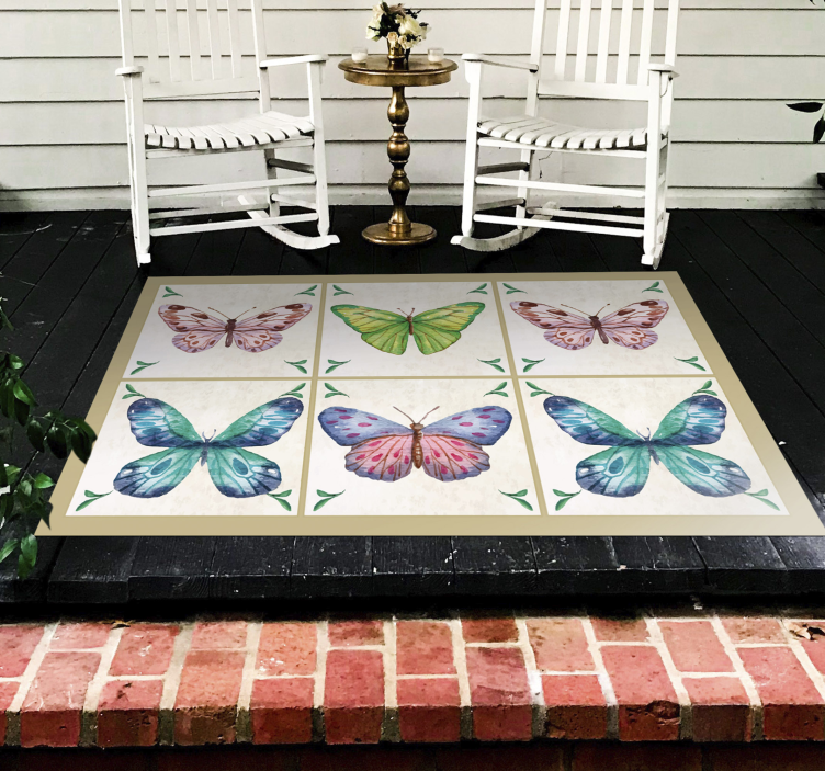 butterflies tiles animal rug - TenStickers