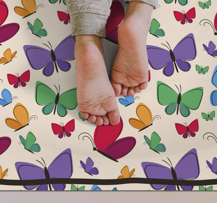 Butterfly Abundance floral rug - TenStickers