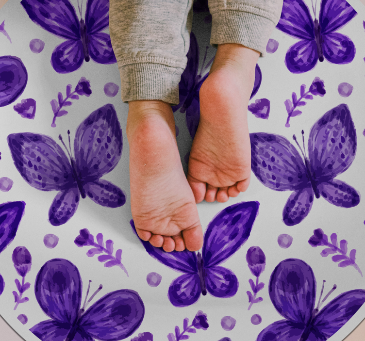 Butterfly Circle Pattern floral rug - TenStickers