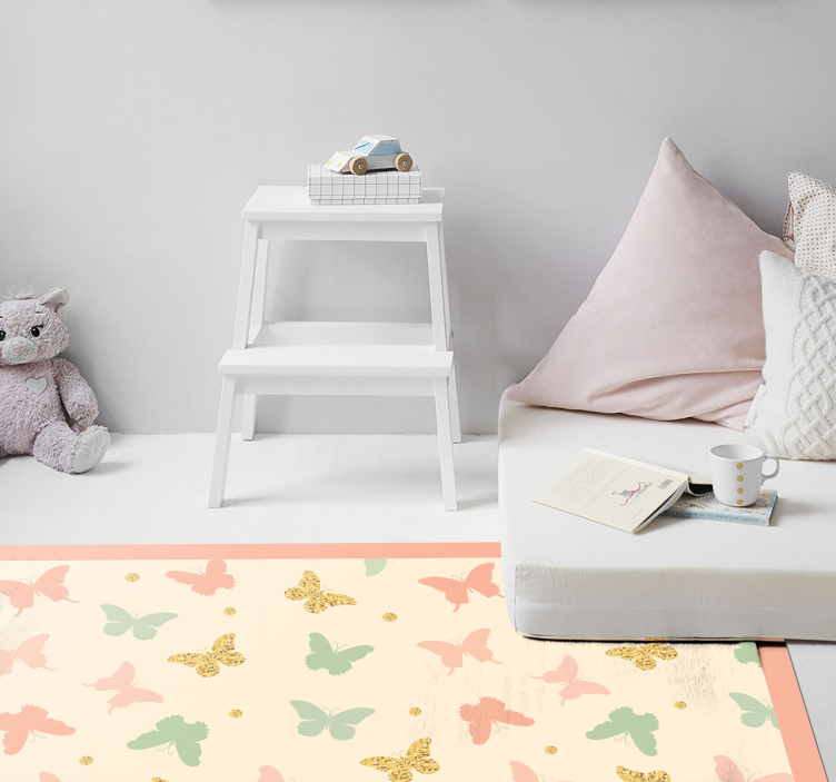 Butterfly Pastels nursery rug - TenStickers