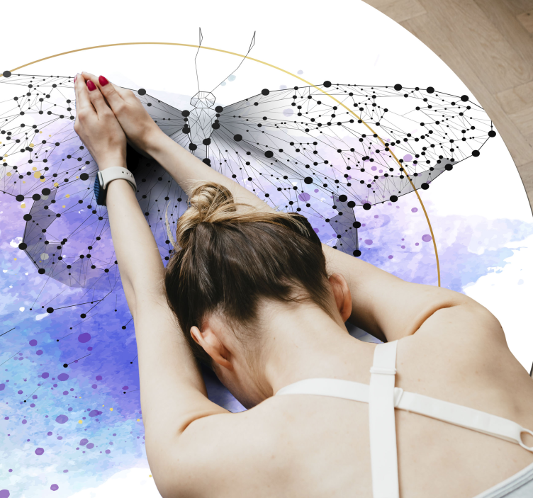 Butterfly Watercolor floral rug - TenStickers