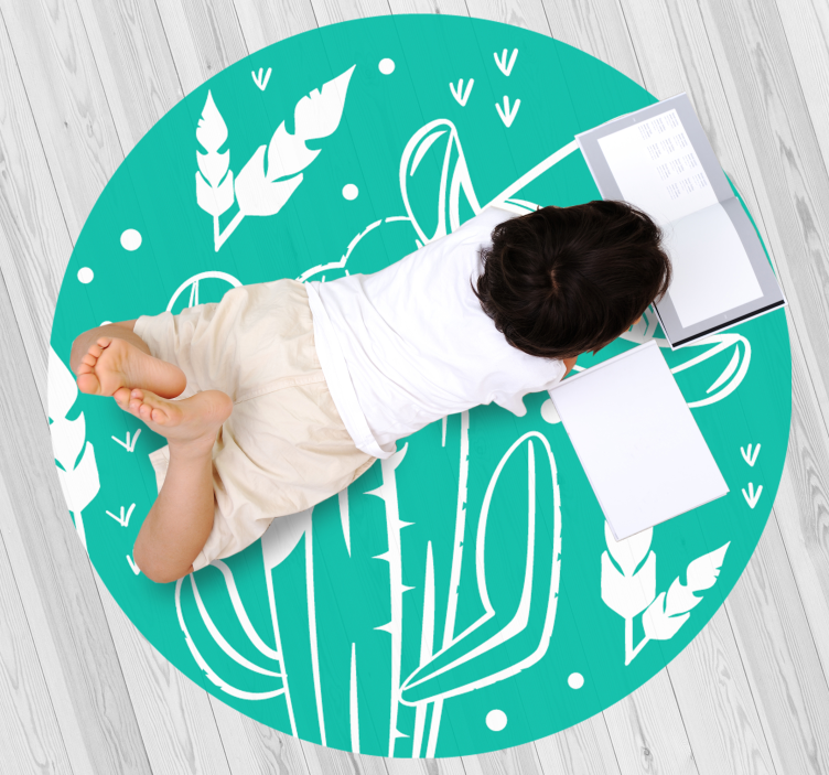 Cactus and hat western pattern living room rug - TenStickers