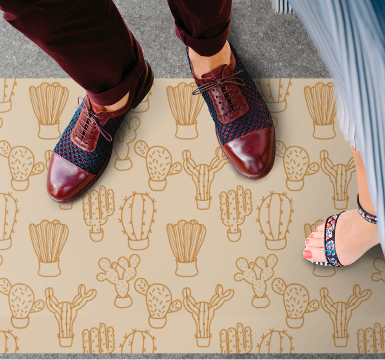 Cactus illustration floral rug - TenStickers