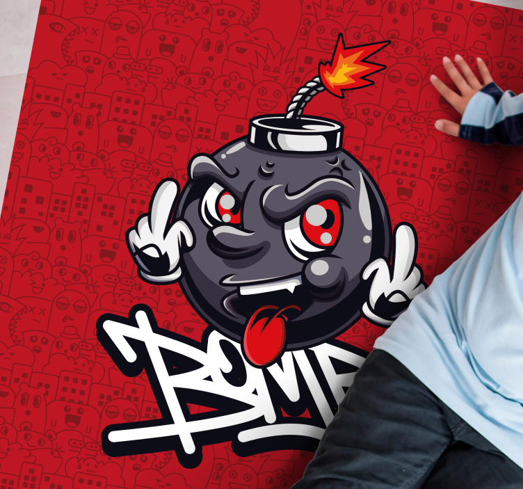 Cartoon Bomb Character teenage bedroom rug - TenStickers