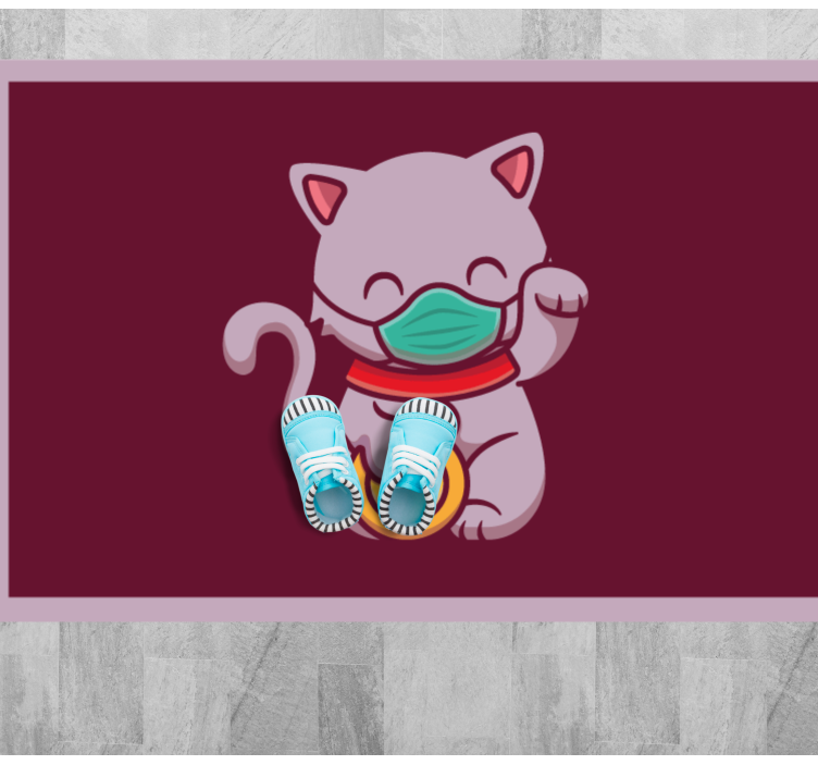 Cat Wearing Mask animal mat - TenStickers