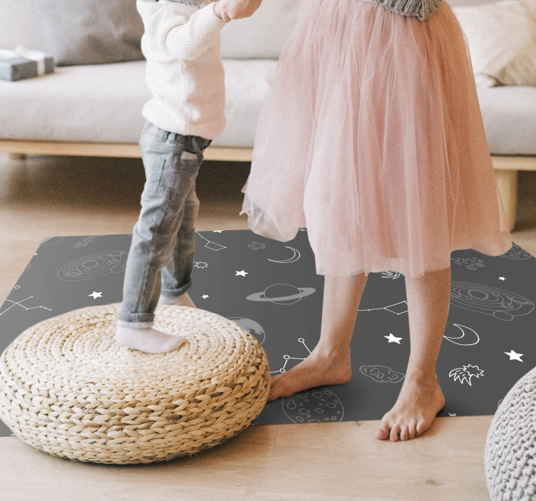 Grey celestial elements star rug - TenStickers