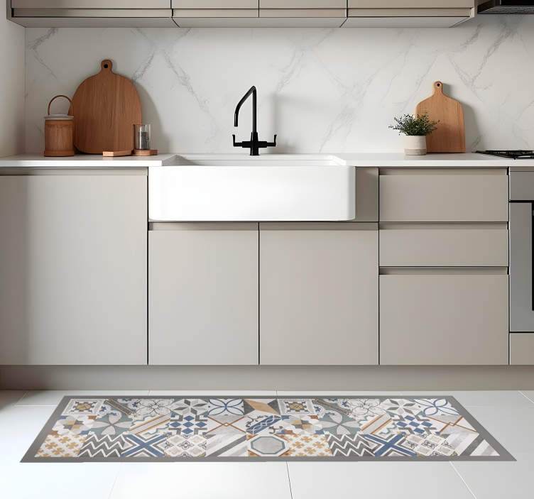 Cement Tiles kitchen mat - TenStickers
