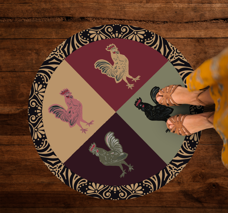 Charming chicken motif animal mat - TenStickers