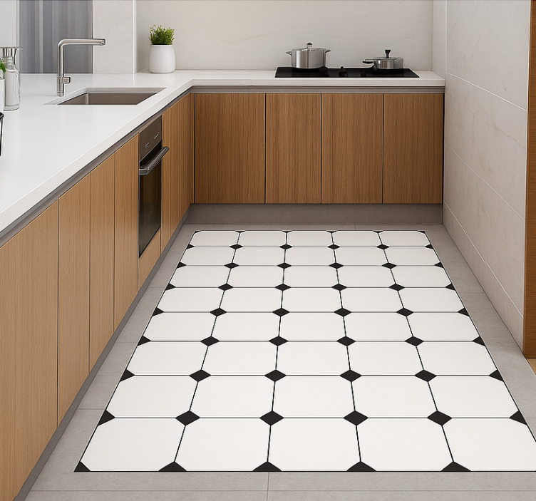 Checkered diamond print  kitchen vinyl mat - TenStickers