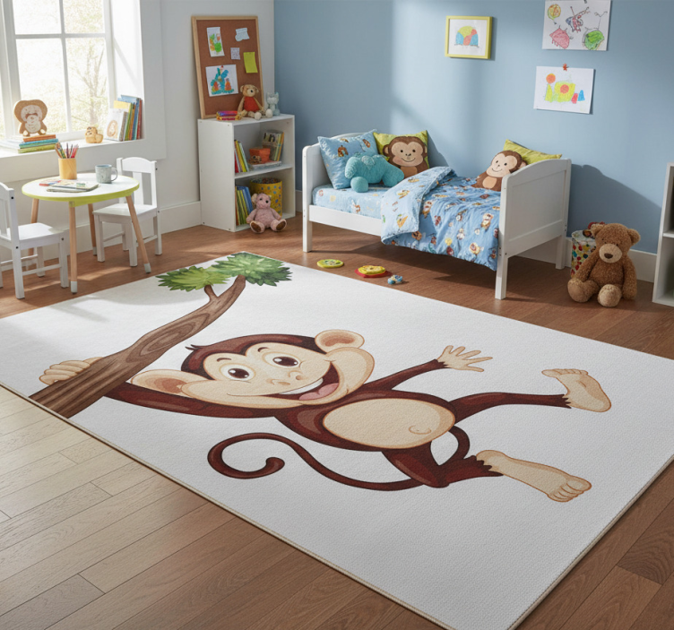 Cheeky monkey swinging animal mat - TenStickers
