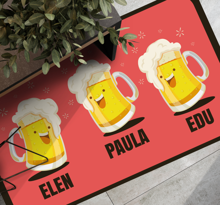 Custom beer mugs entrance hall rug - TenStickers