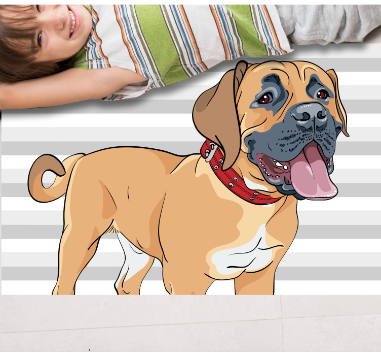 Panting mastiff illustration animal mat - TenStickers