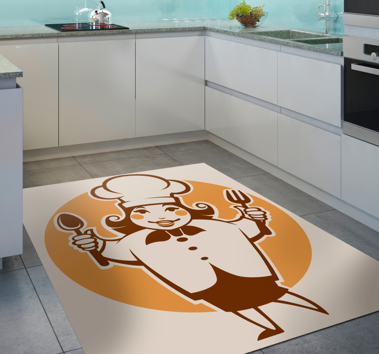 Cheerful Chef Silhouette kitchen mat - TenStickers