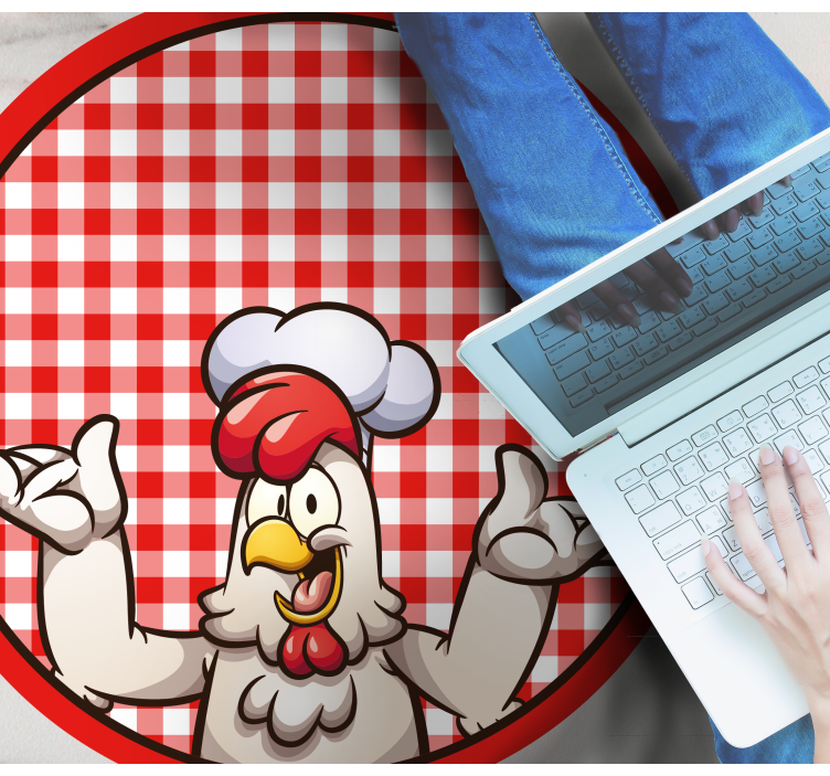 Cheerful Chicken Chef kitchen mat - TenStickers