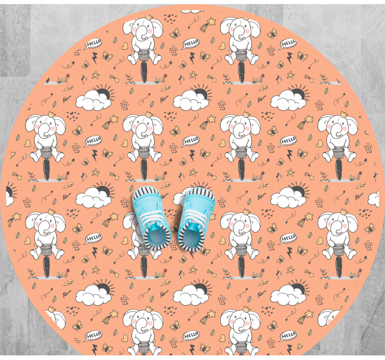 Cheerful Elephant Theme kids carpet - TenStickers