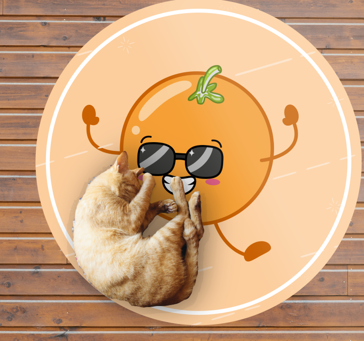 Cheerful Orange Character circular rug - TenStickers