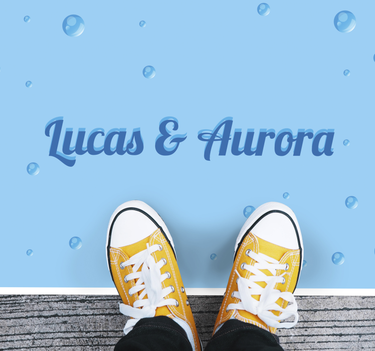 Bubbly couple names custom floor mat - TenStickers