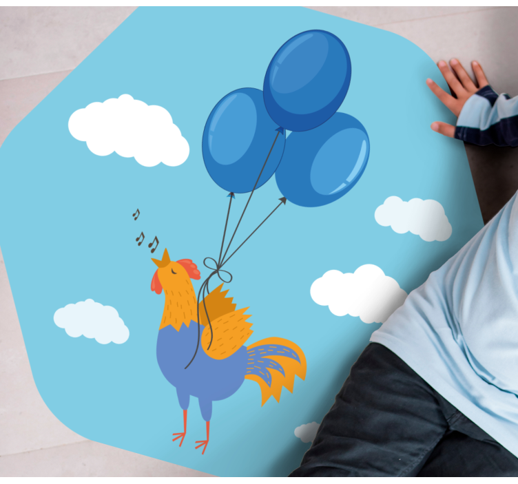 Cheerful Rooster Balloons kids rug - TenStickers