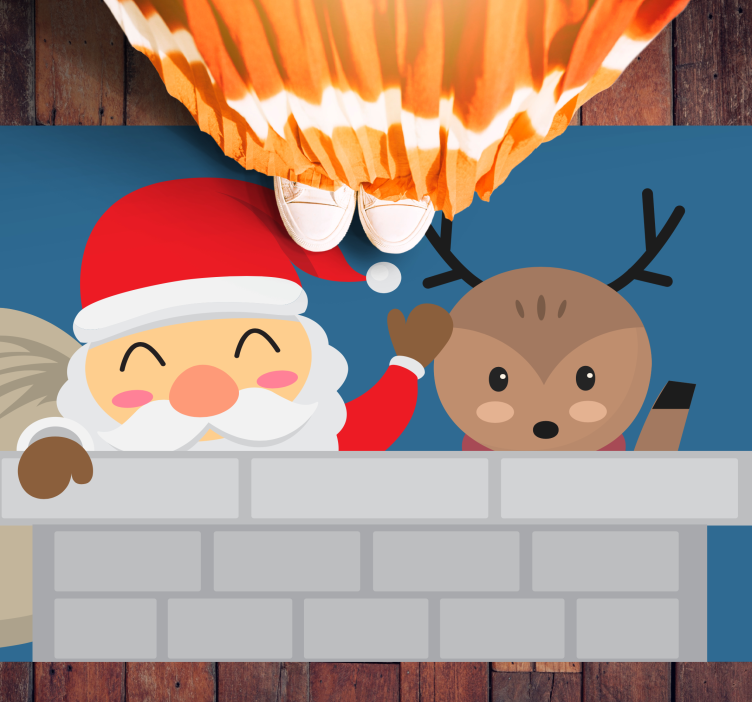 Cheerful Santa Scene christmas rug - TenStickers