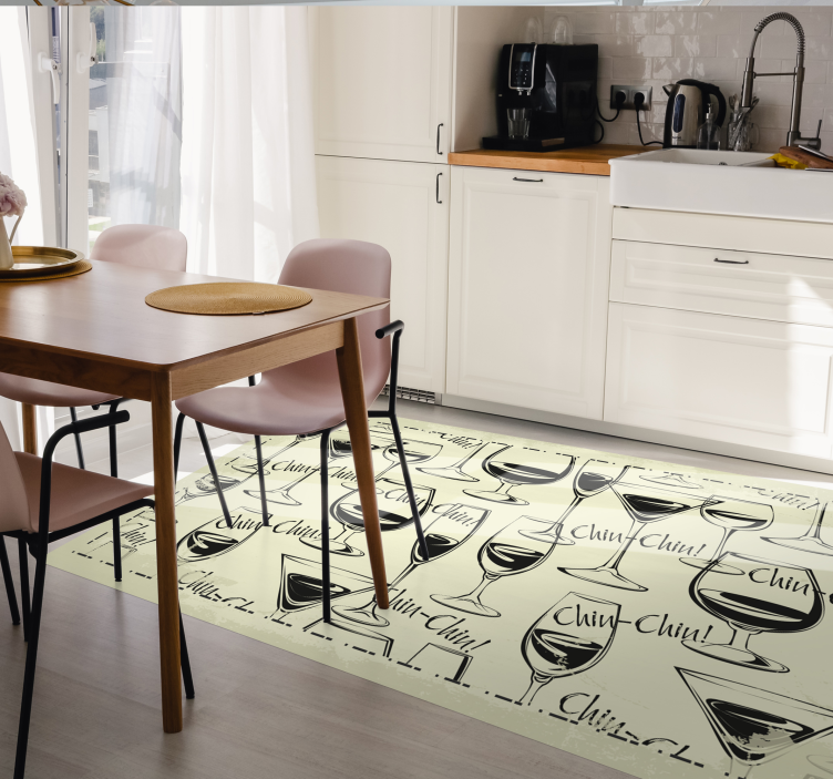 Cheers wine glasses kitchen mat - TenStickers
