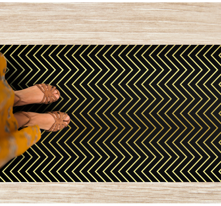 Chevron golden motif geometric rug - TenStickers