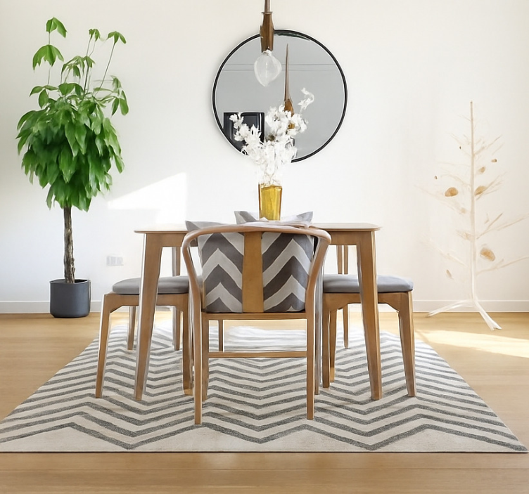 Chevron zigzag pattern dining room rug - TenStickers