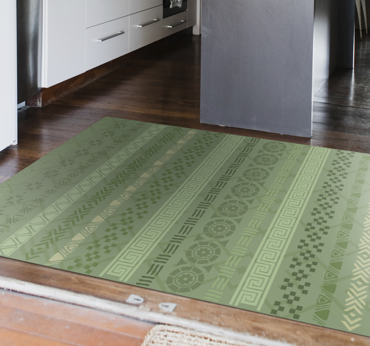 Green leaves motif ethnic rug - TenStickers
