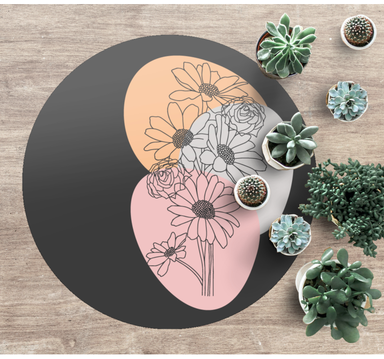 Circle composition floral rug - TenStickers