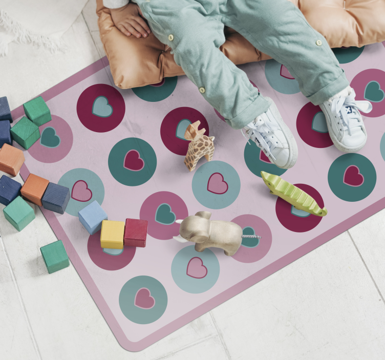 Circle with hearts  kids vinyl rug - TenStickers