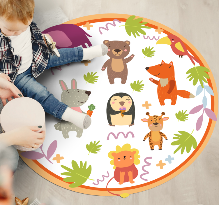 Circular Jungle Safari kids carpet - TenStickers