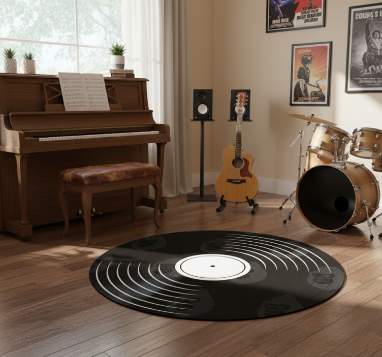 Circular rug vinyl record design - TenStickers