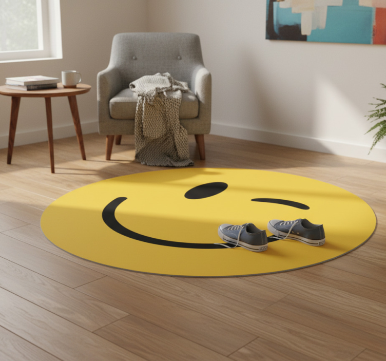 Circular rug with a playful wink  - TenStickers