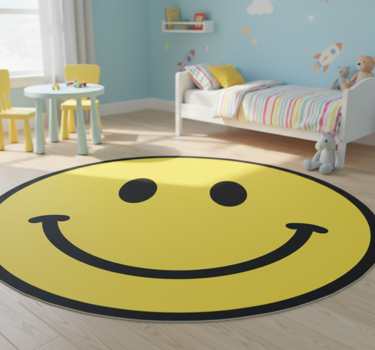 Circular rug with smiley face design - TenStickers