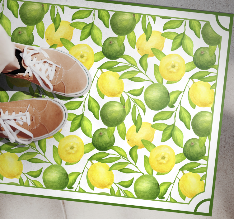 Citrus leaf pattern kitchen mat - TenStickers